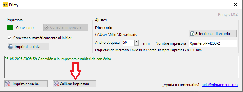 Calibrar impresora en Printy